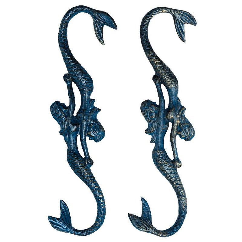 Sungmor Cast Iron Plant Hangers, 2PC Mermaid & 11 Inch Length, Large S Hooks for Hanging Plants, Ceiling Extender Hooks for Hanging Flower Basket, Planter, Macrame Plant Holder, Lantern, Windchime - Image 1